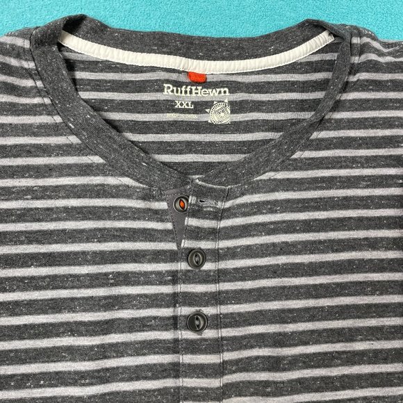2 Ruff Hewn Short Sleeve Shirts - XXL - Tan TuTone & Grey-White Striped - EUC - Picture 3 of 12